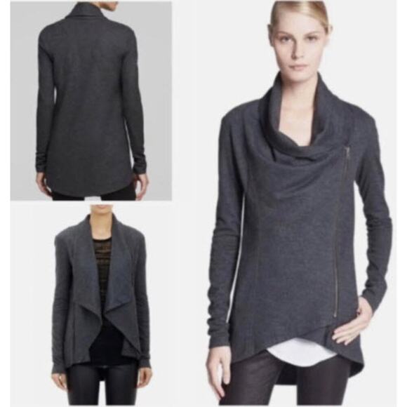 Helmut Lang Sonar Wool Shawl Moto Jacket Charcoal Gray Size Large - Picture 1 of 12